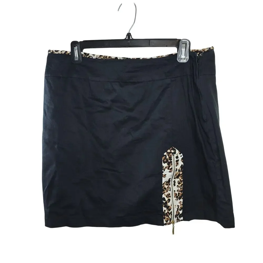 Allyson Whitmore Black and Leopard Print AW Golf Skirt Skort Size 14